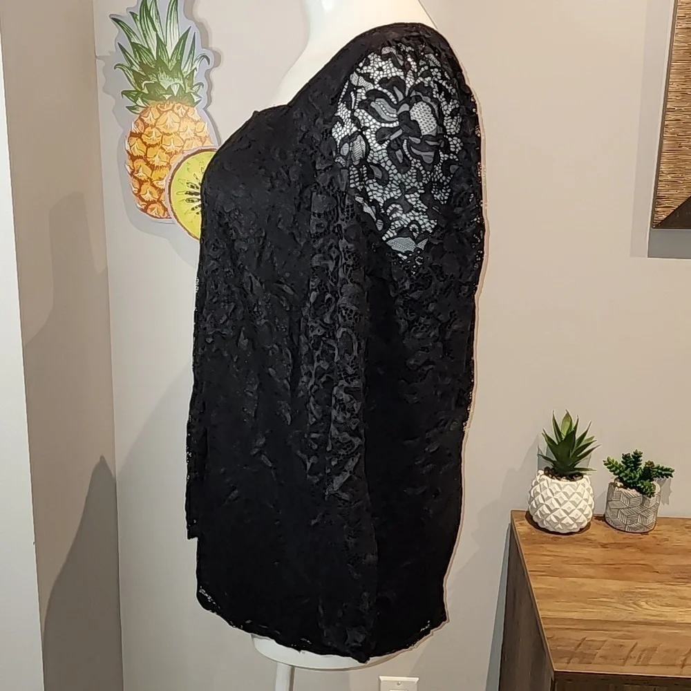 Torrid - Lace Square Neck Long Sleeve Top in Deep Black​​​​​​​​ - Picture 4 of 13